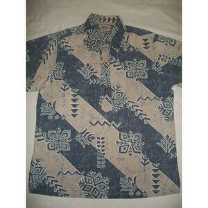 HRH His Royal Highness Reverse Print Hawaiian Shirt Blue Grey Hawaii Size Medium